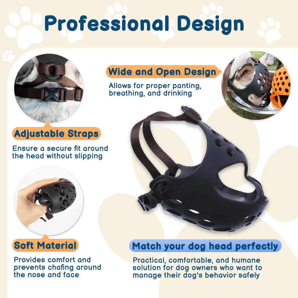 BARKLESS soft rubber muzzle closeup shows gentle protection and comfort for daily wear.