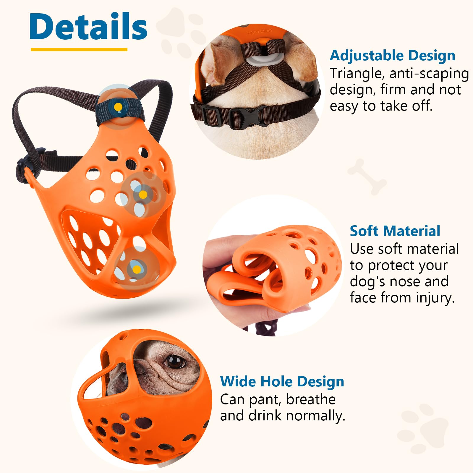 BARKLESS soft-silicone dog muzzle material is gentle on skin and easy to clean.