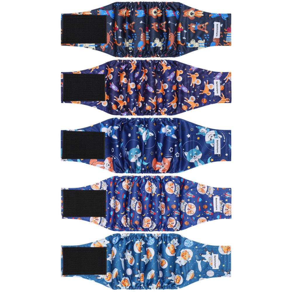 Barklincharm 5Pack male dog diapers belly band set protects floors during training