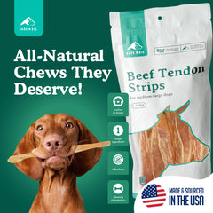 BARK'N BIG beef tendon chews closeup texture ideal for durability-seeking chewers.
