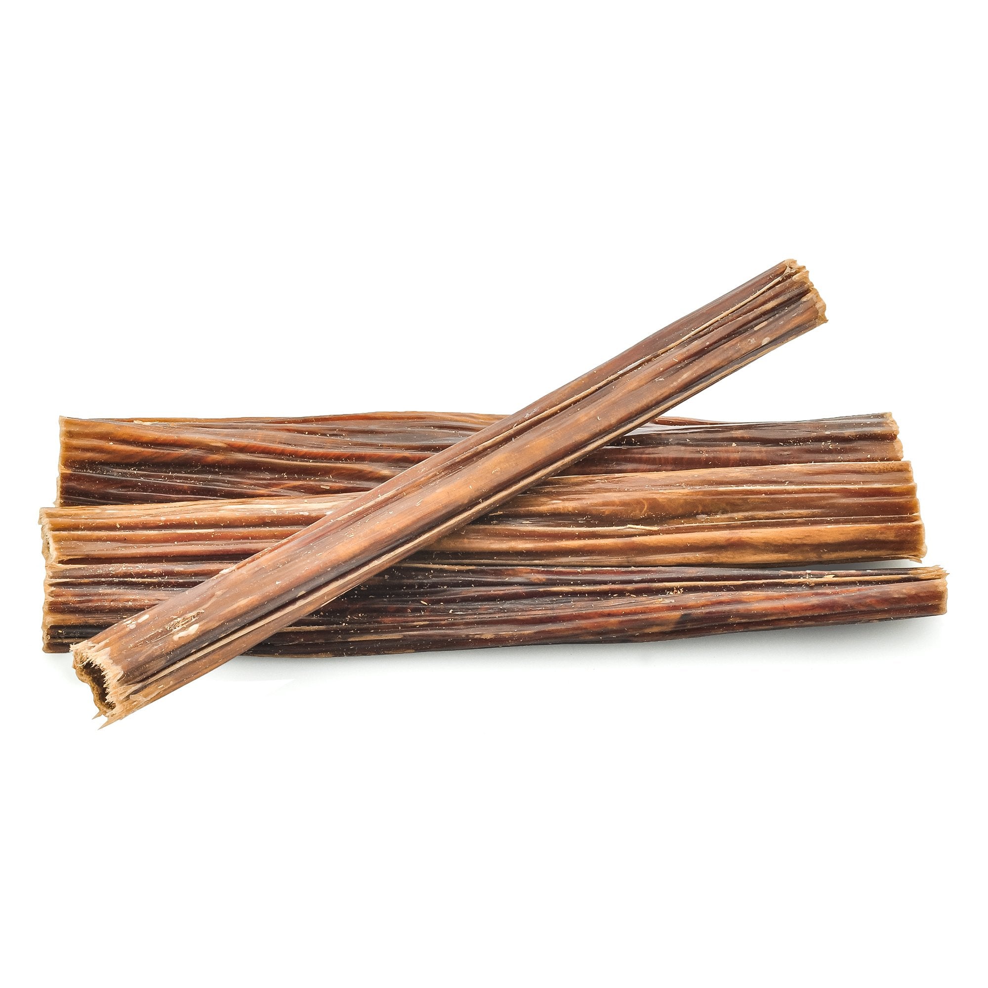 Barkworthies Beef Gullet Stick image emphasizes dental health benefits while dogs chew.