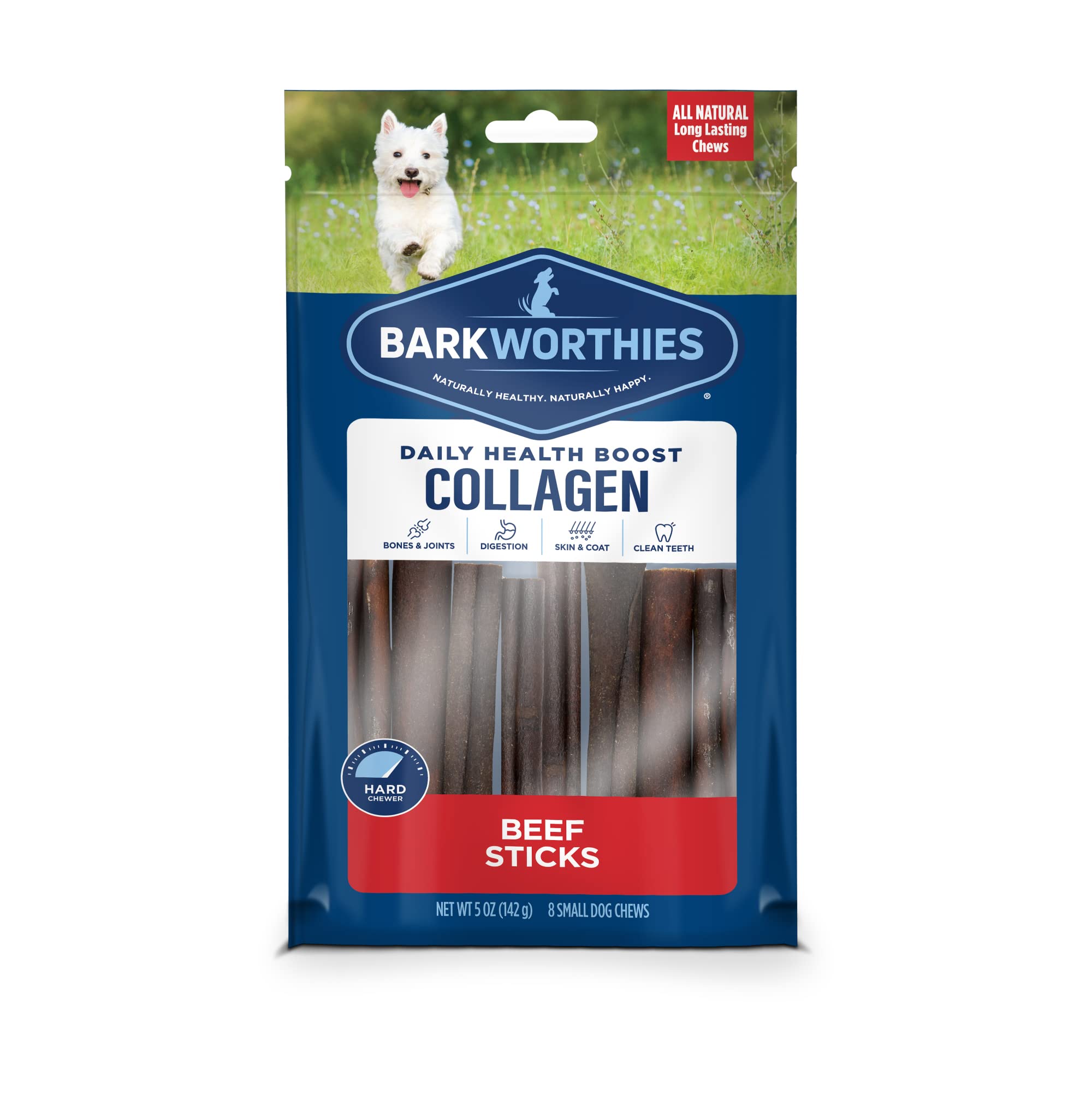 Barkworthies Collagen Sticks 6inch pack offer a long-lasting beef chew for power chewers