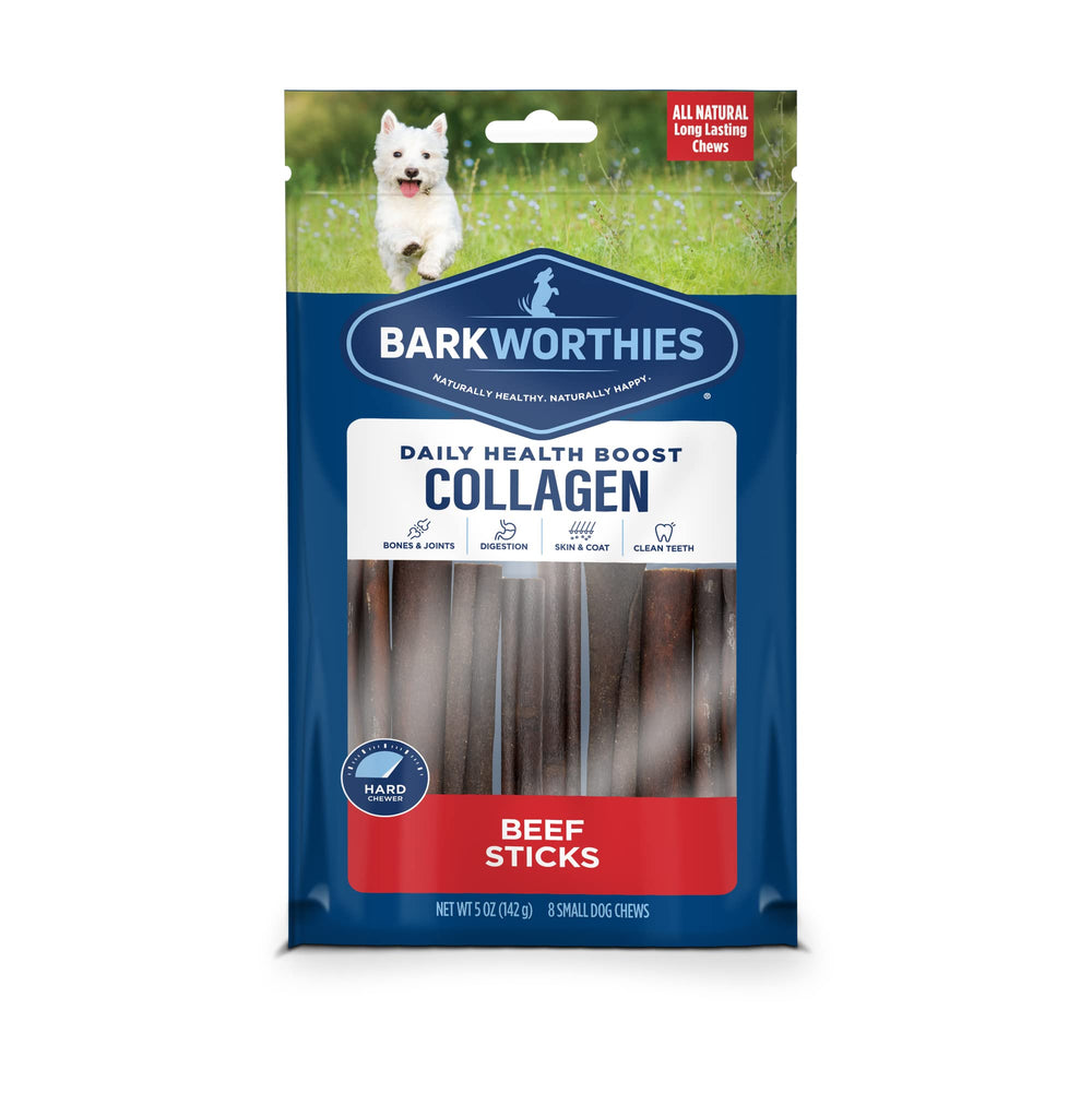 Barkworthies Collagen Sticks 6inch pack offer a long-lasting beef chew for power chewers