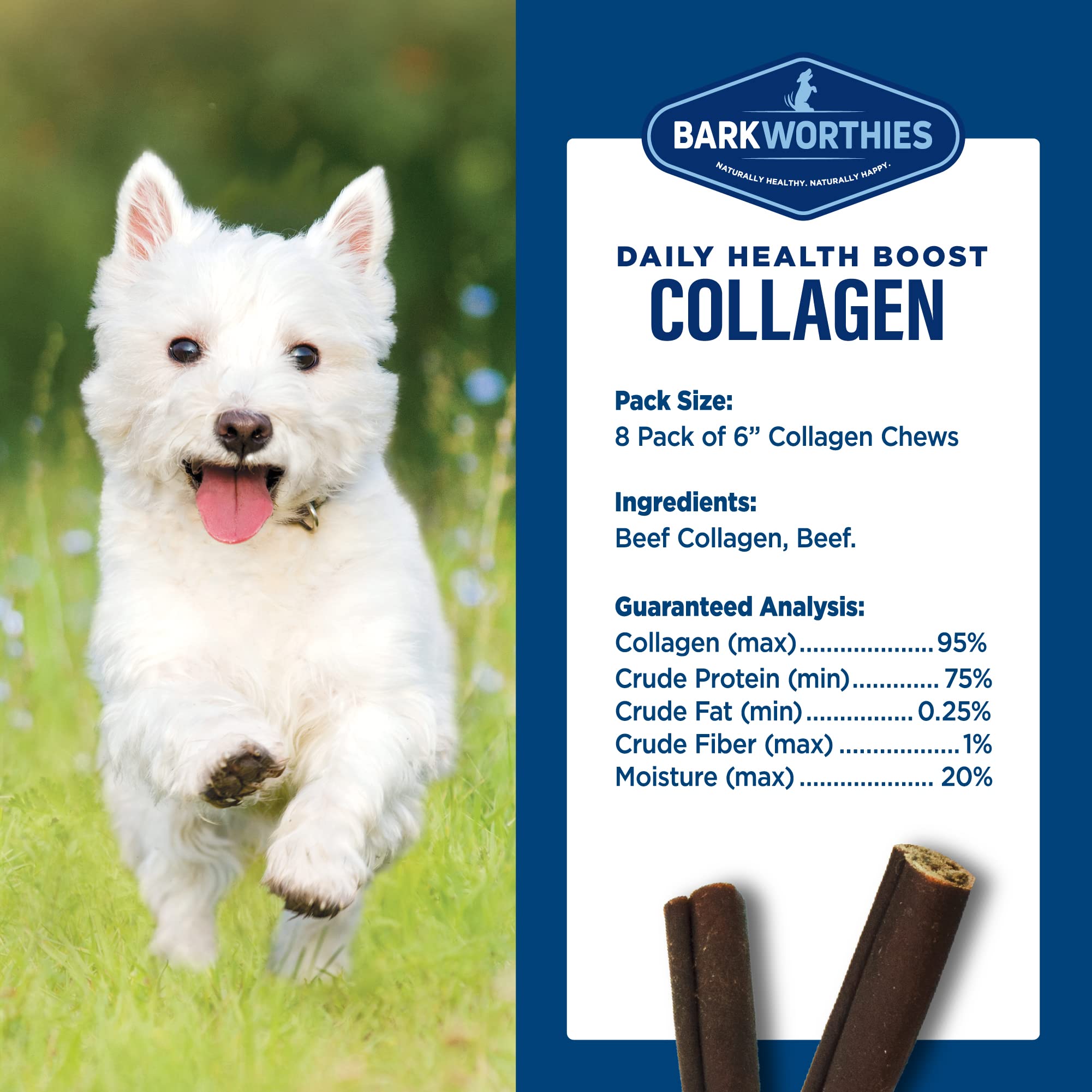 Barkworthies Collagen Sticks dental edging closeup shows chew action may help keep teeth clean