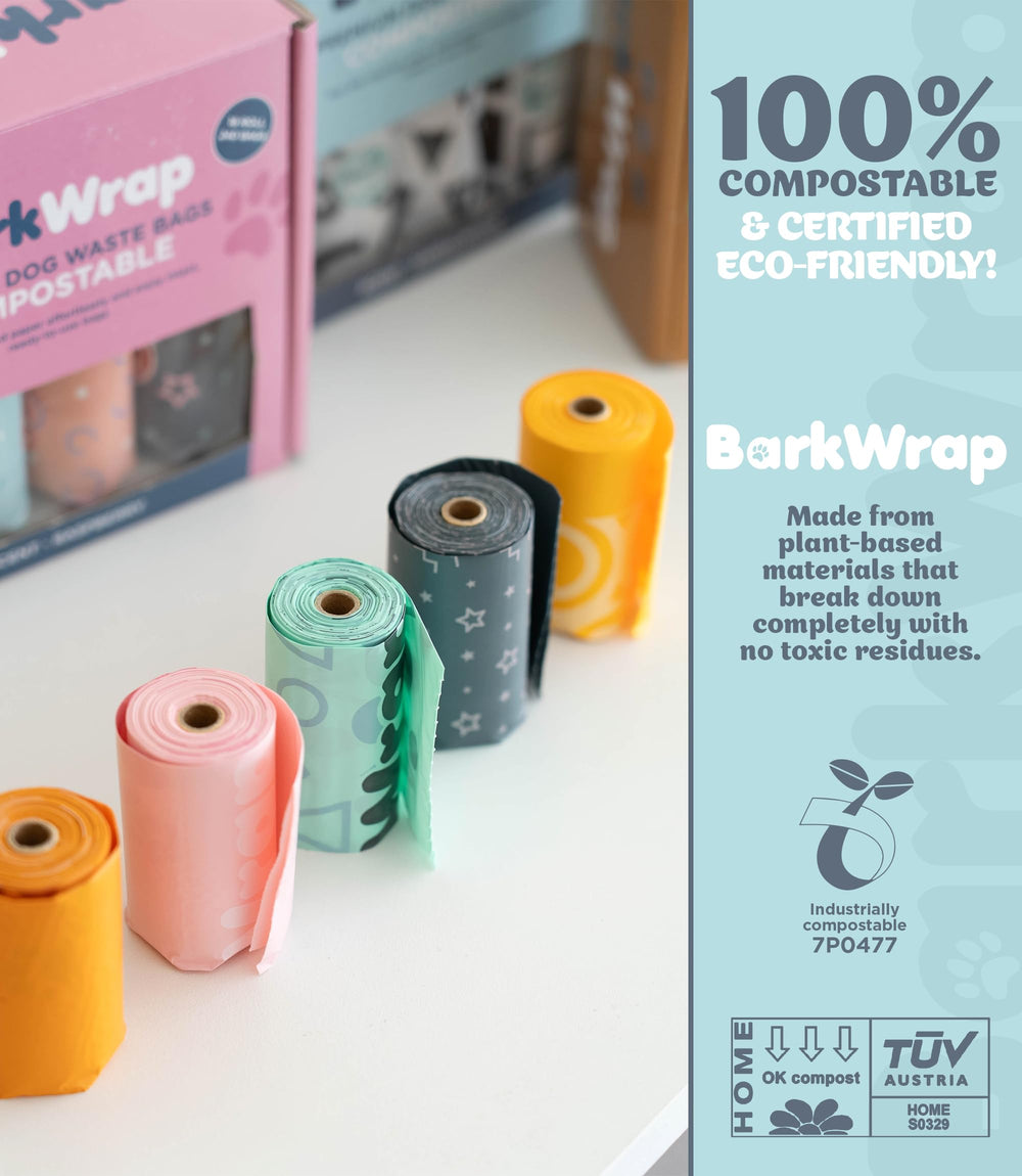 BARKWRAP BAG packaging and cores use 100% recycled cardboard for zero-waste.