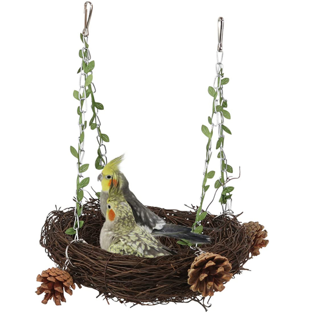 Barn Eleven rattan nest with three pine towers, enhanced enrichment for climbing