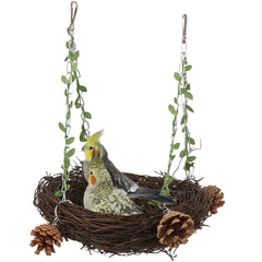 Barn Eleven rattan nest with three pine towers, enhanced enrichment for climbing