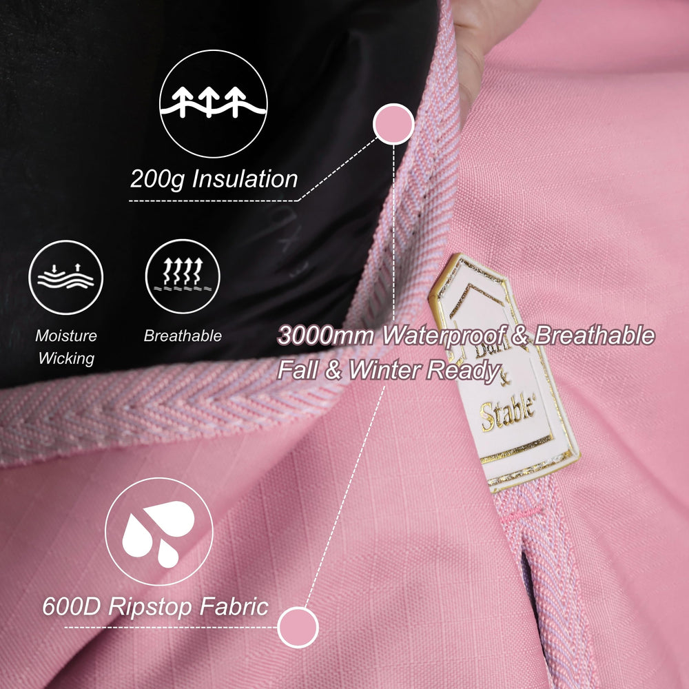 BARN & STABLE 3000mm waterproof rating demonstrated on turnout blanket.