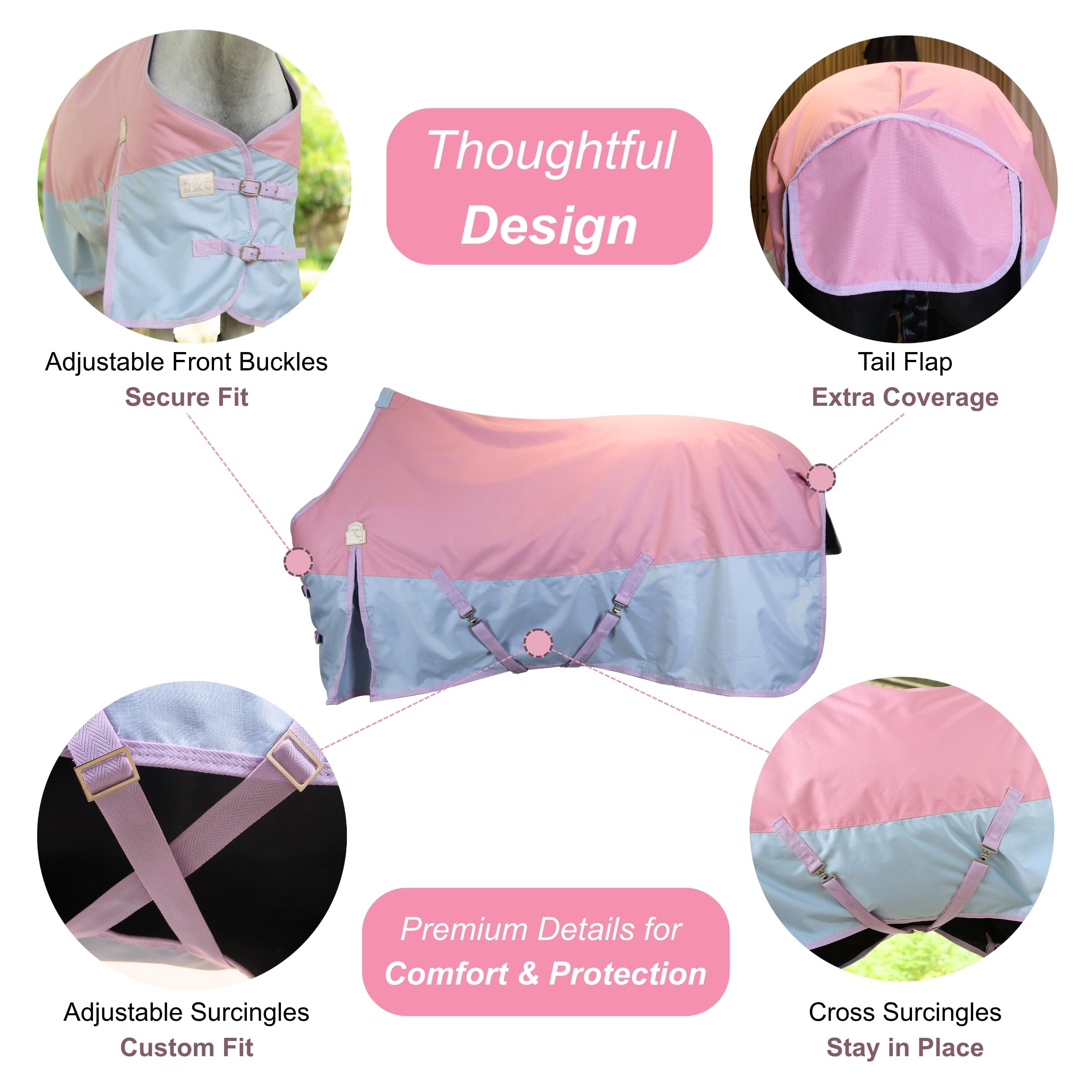BARN & STABLE adjustable front closure with Velcro for secure fitting.