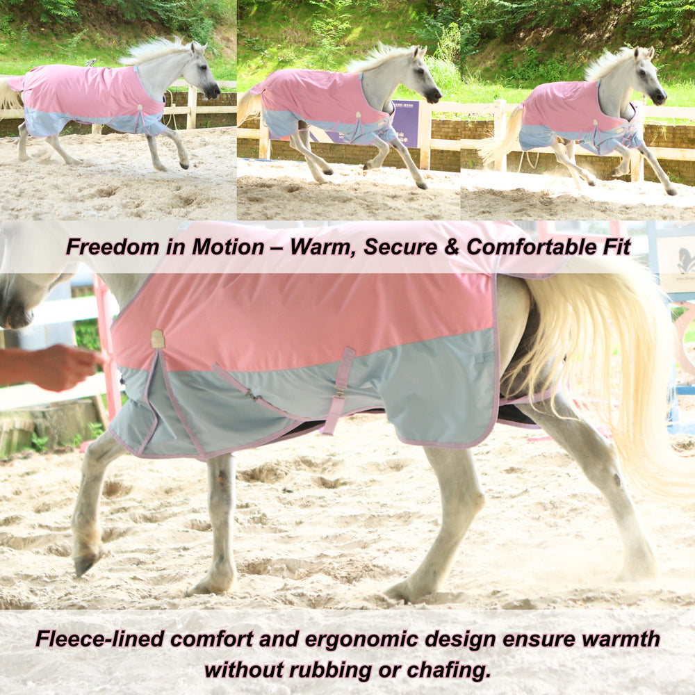BARN & STABLE tail flap and leg straps block cold winds.