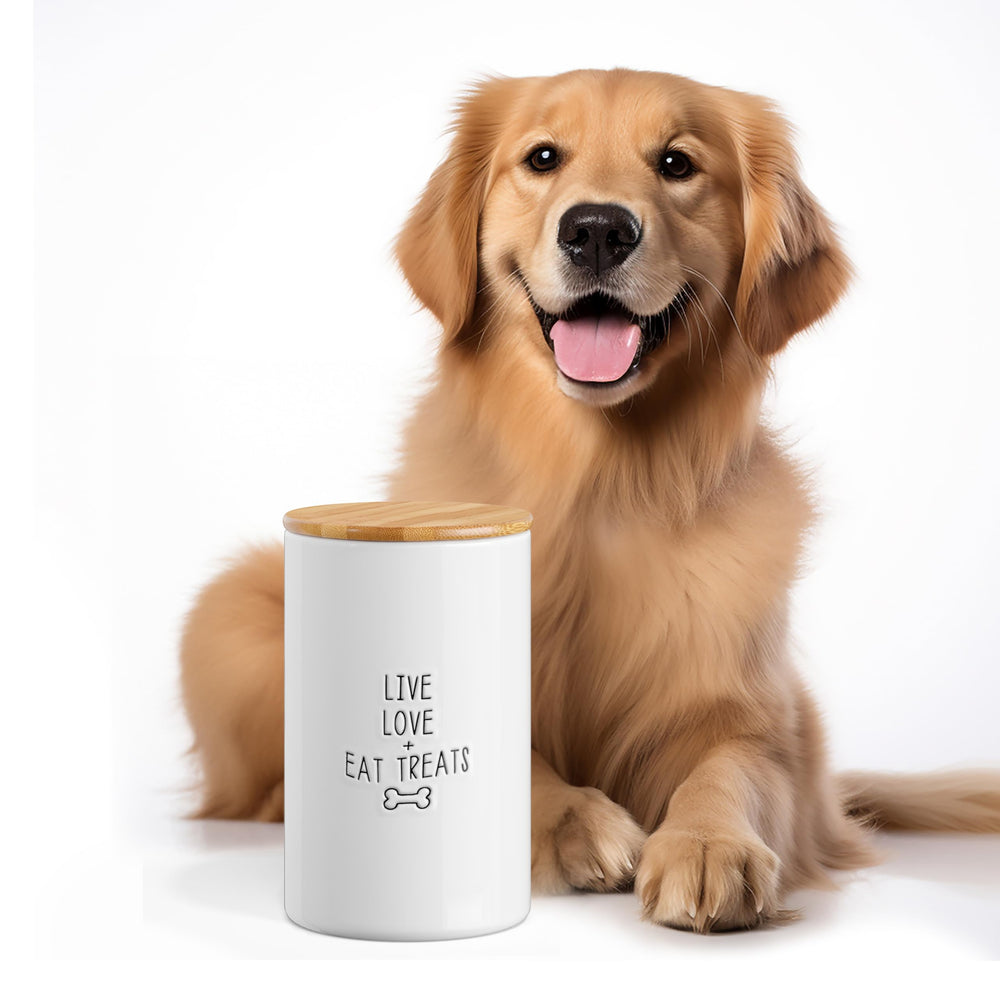 Barnyard Designs 57oz capacity keeps ample pet snacks in one tidy container.