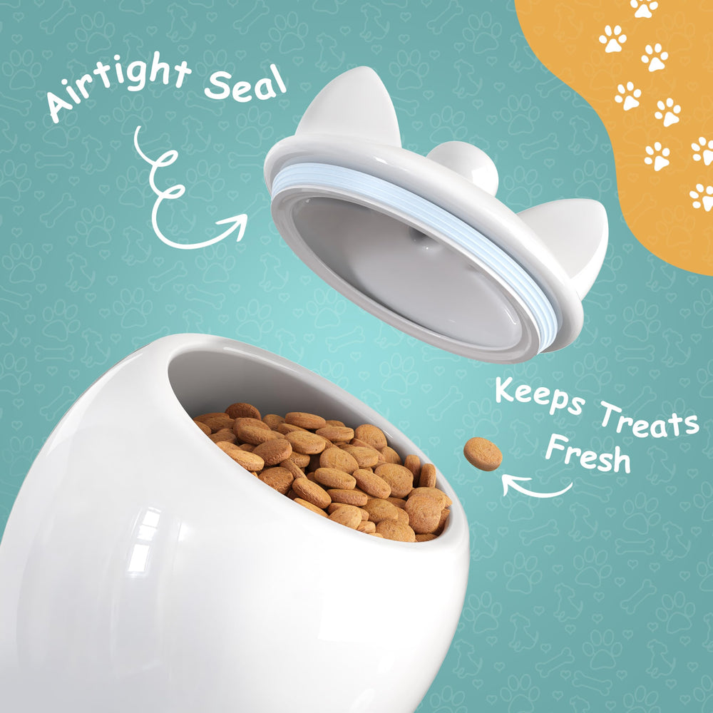 Barnyard Designs Cat Treat Container white ceramic showcases farmhouse style for organized snacks