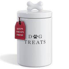 Barnyard Designs dog treat container airtight-lid keeps treats fresh on the kitchen counter