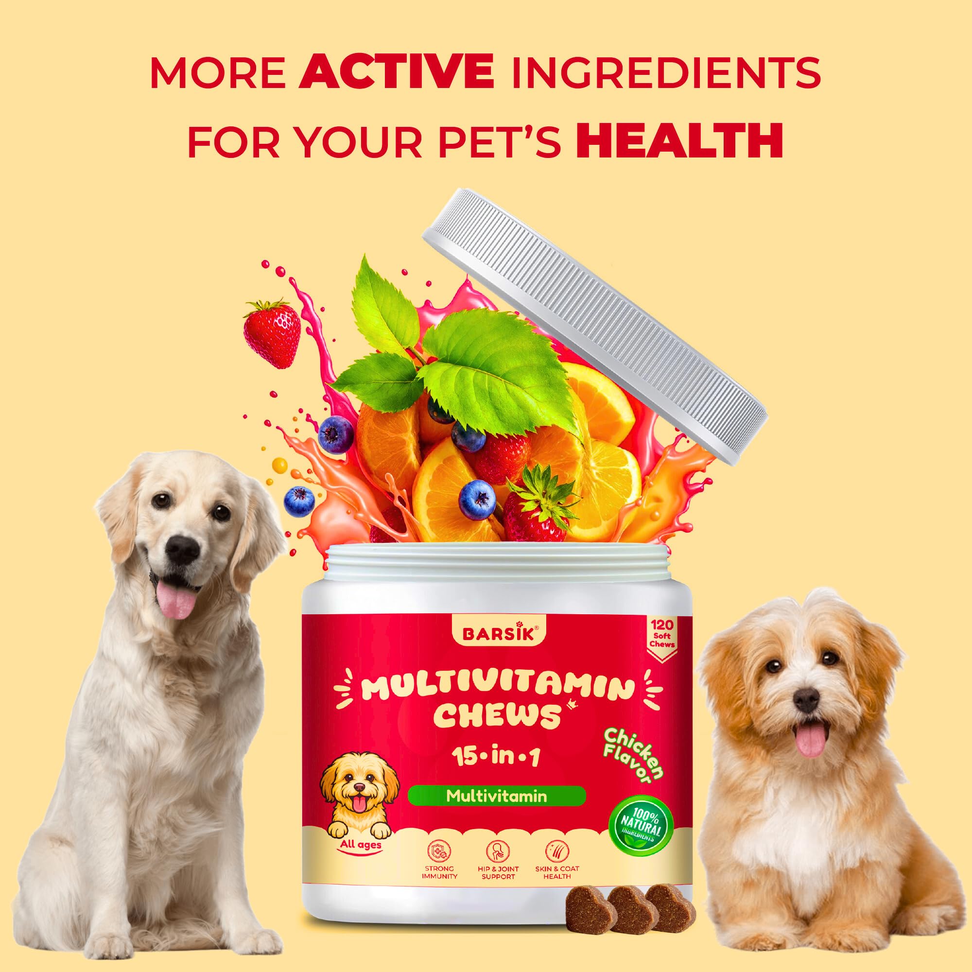 BARSIK grain-free chicken chews aid digestion and flavor.