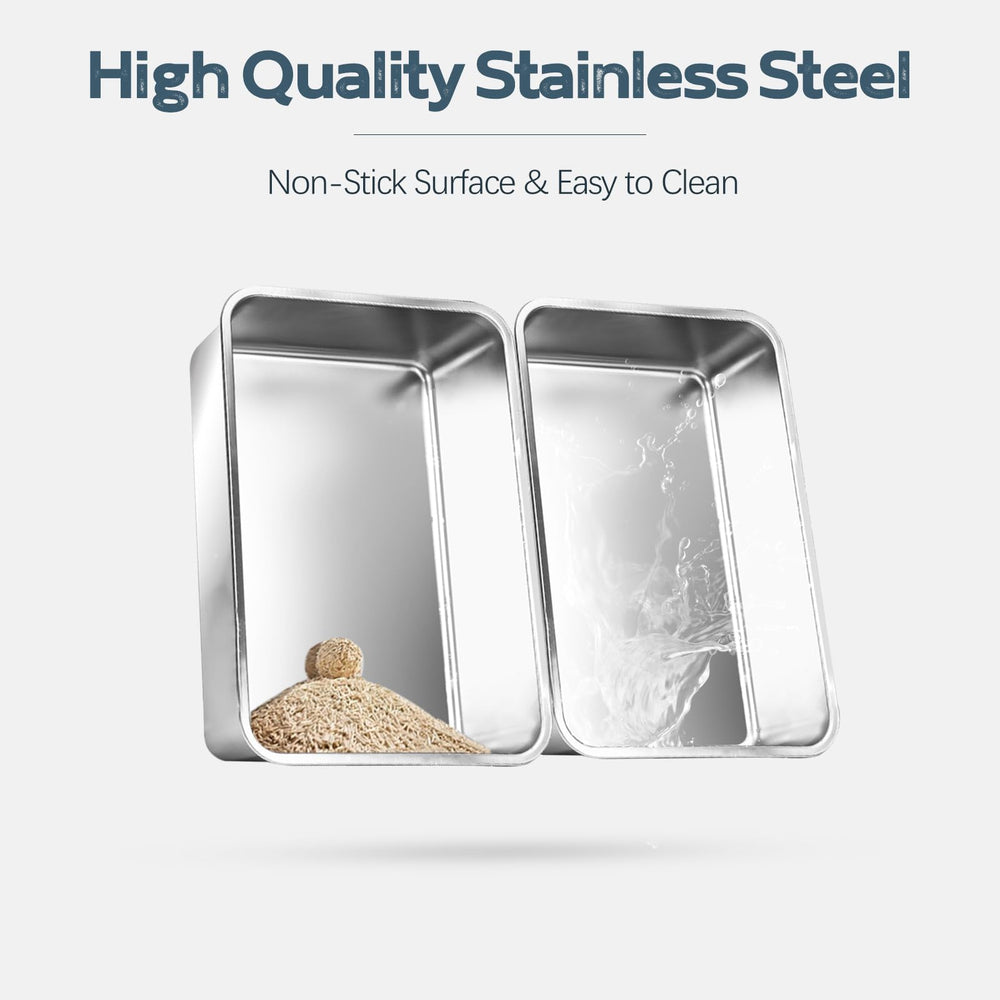 Bartuke 2-pack stainless steel litter box with scoop highlights easy waste removal.