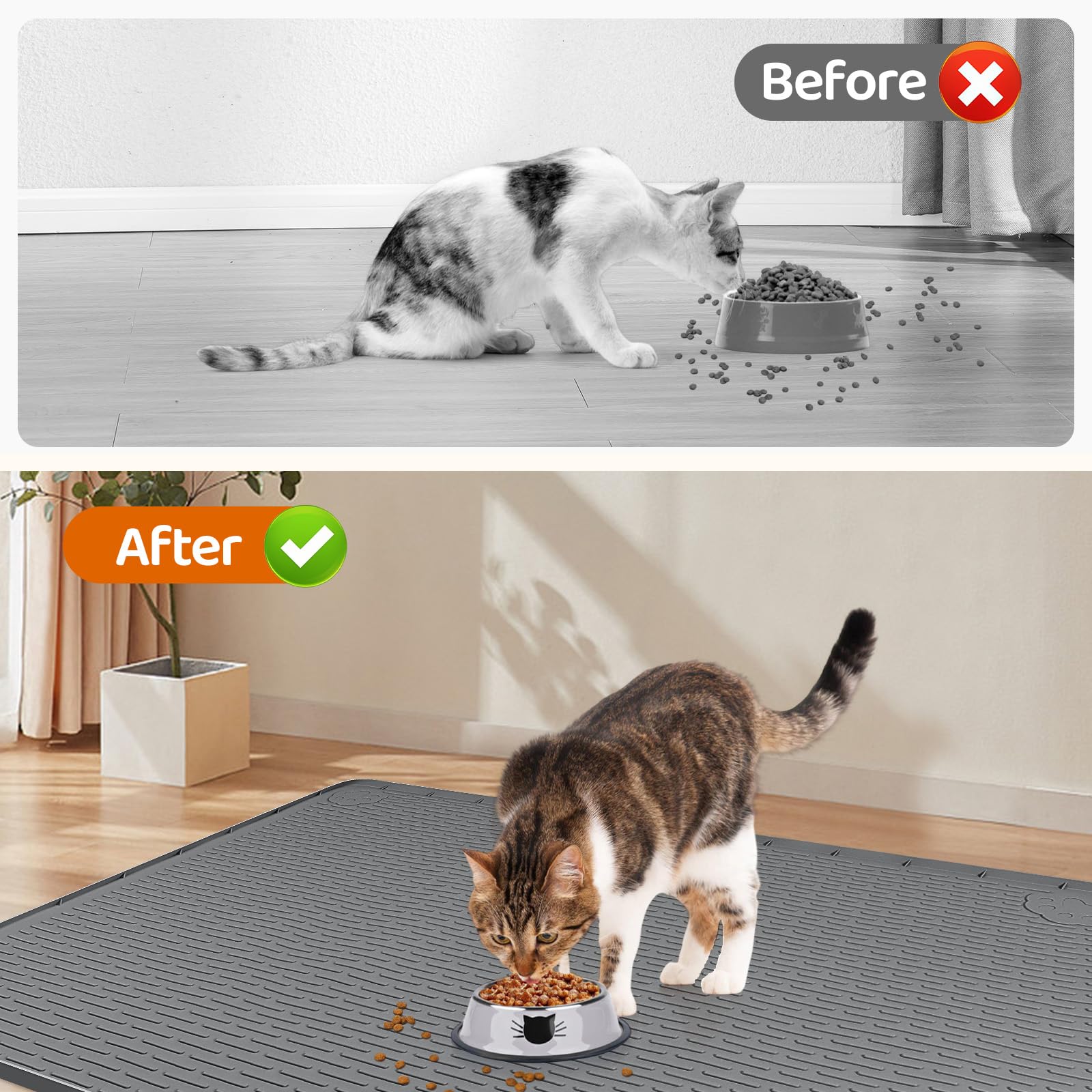 Bartuke easy-clean mat wipes or rinses clean after meals quickly.