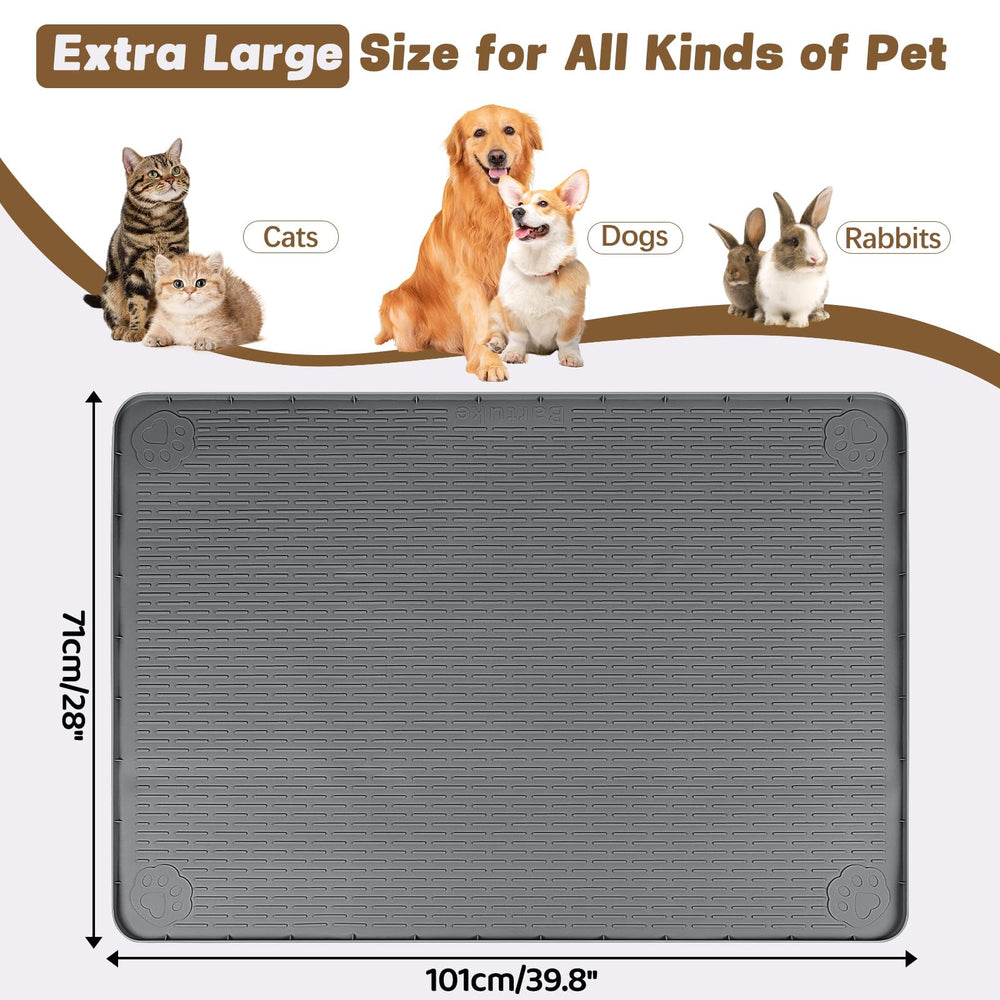 Bartuke cat food mat non-slip surface keeps bowls steady during meals.