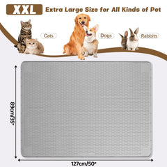 Bartuke cat food mat grey with raised edge to contain spills.