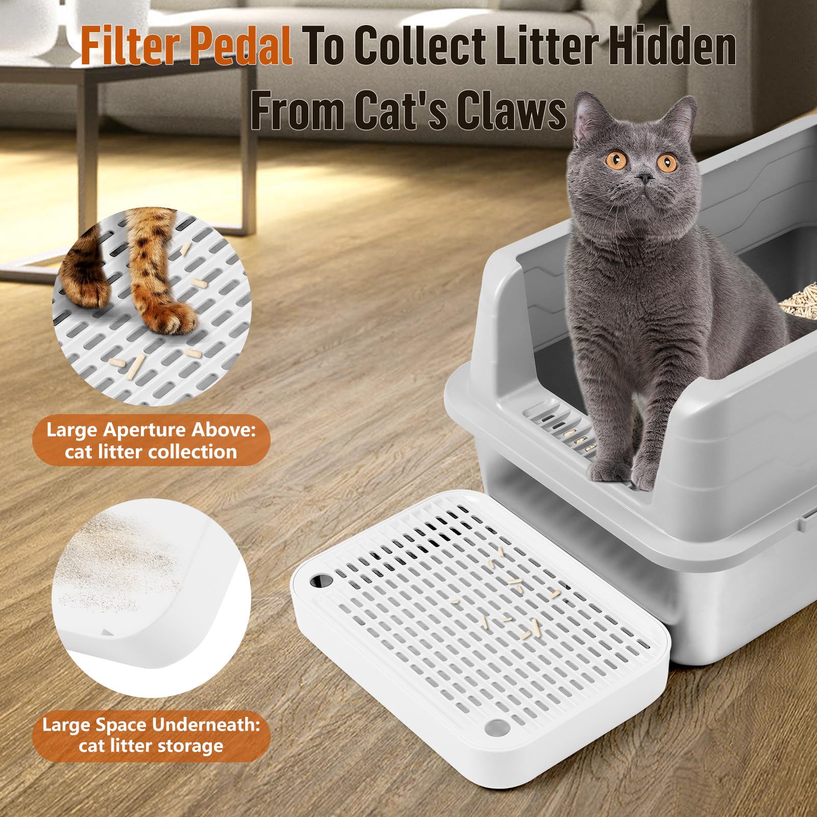 Bartuke cat ramp pedal-lid open view illustrates quick cleaning access.