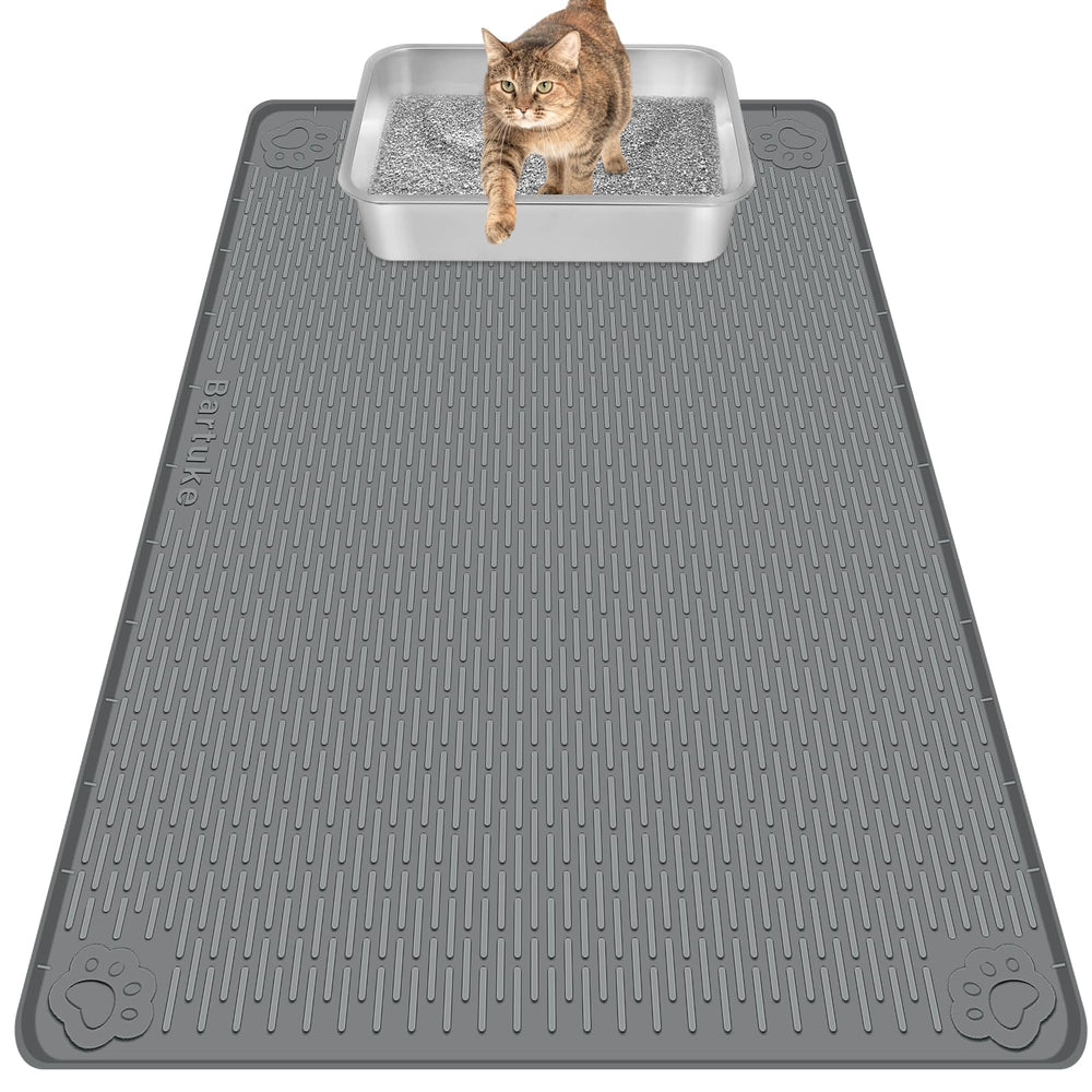 Bartuke cat litter mat 40x28 extralarge dark gray captures scattered litter for tidy floors.