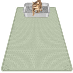 Bartuke Cat Litter Mat 40x28 Green captures spilled litter for cleaner floors.