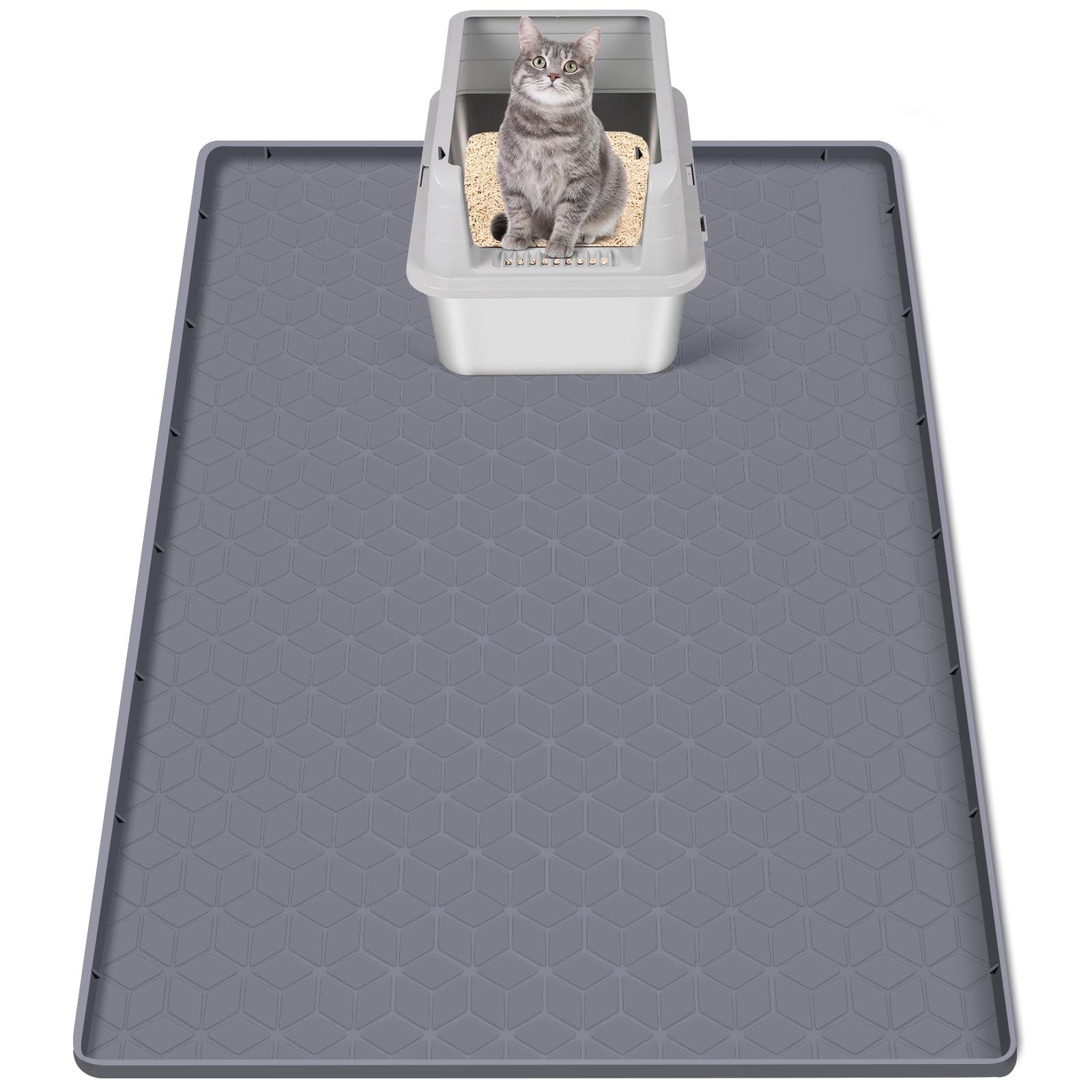 Bartuke cat litter mat large coverage reduces scatter in multi-cat households