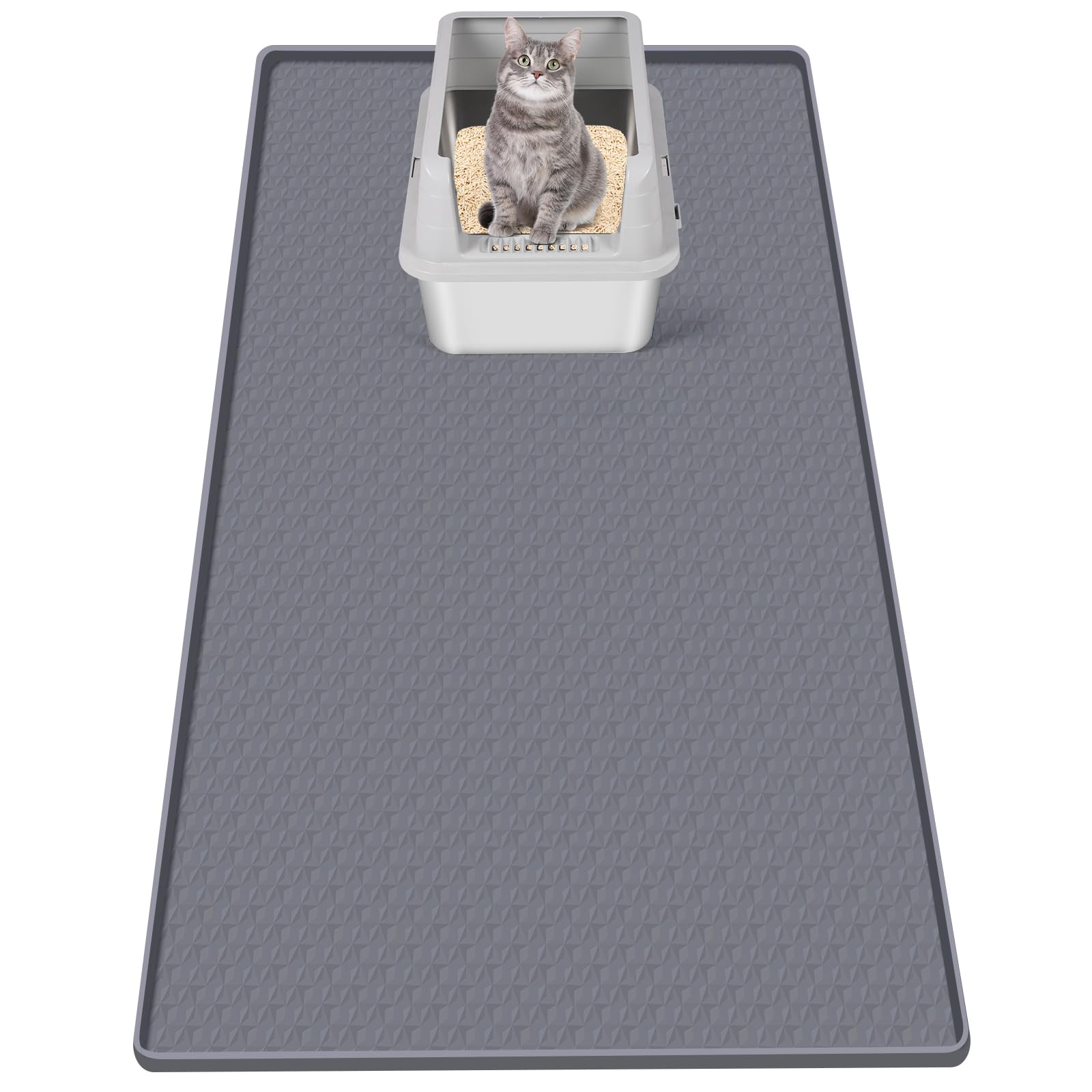Bartuke cat litter mat large coverage captures litter, keeping floors clean.