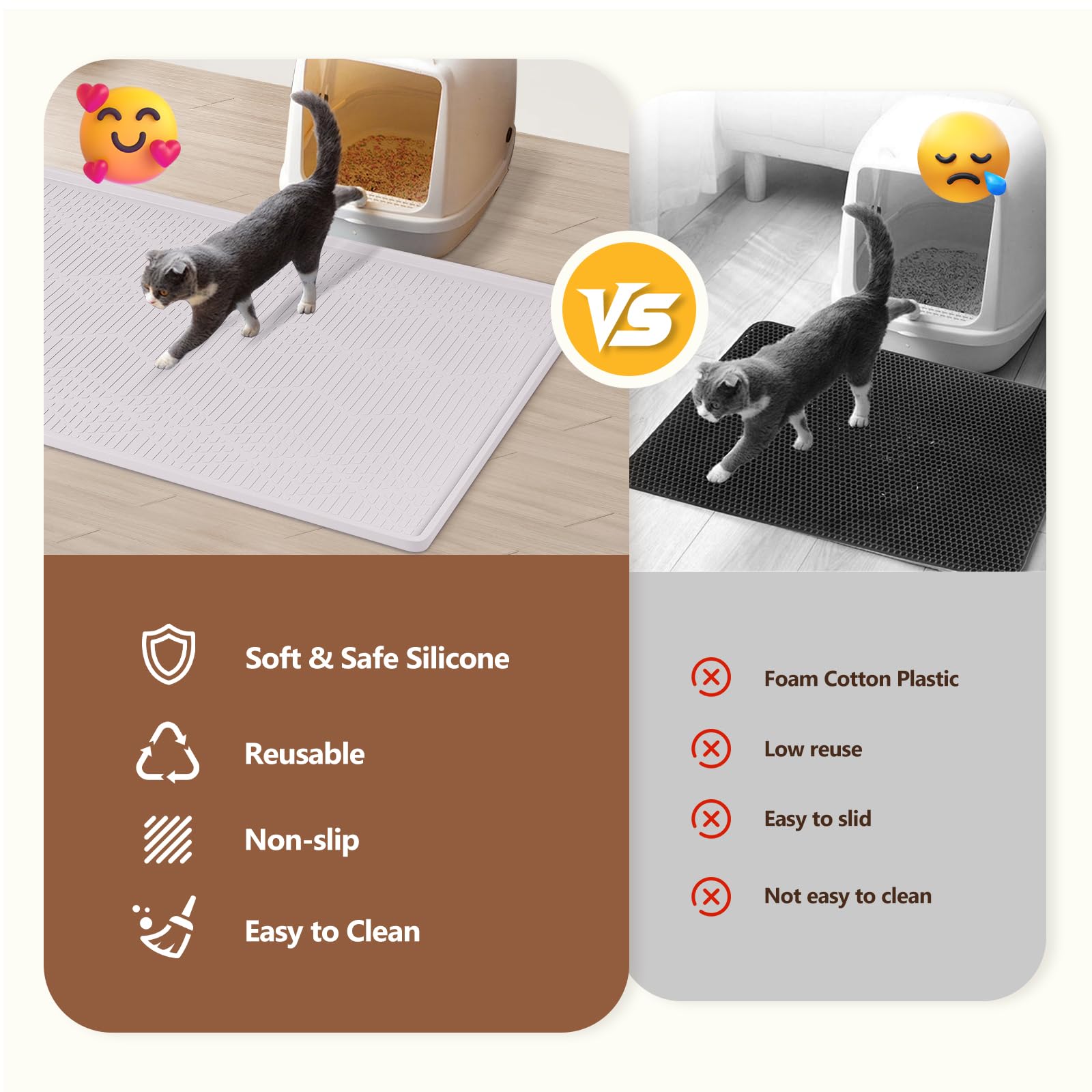 Bartuke white mat cushions paws and resists deformation for daily use