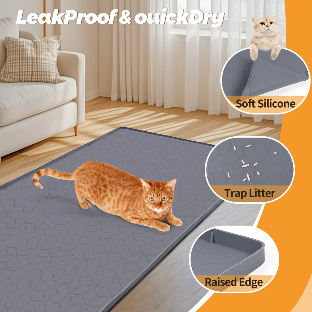Bartuke litter mat textured surface captures litter, keeping floors clean