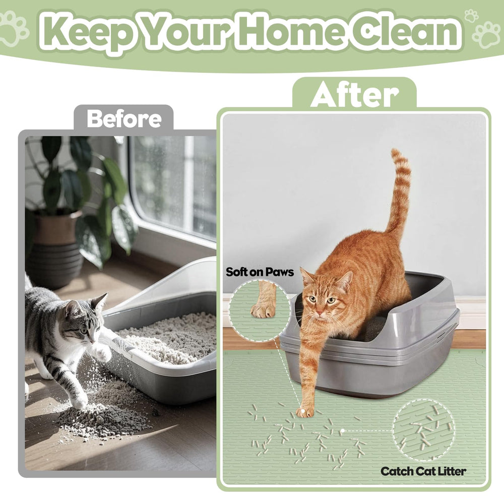 Bartuke Cat Litter Mat textured surface traps litter and reduces scatter.