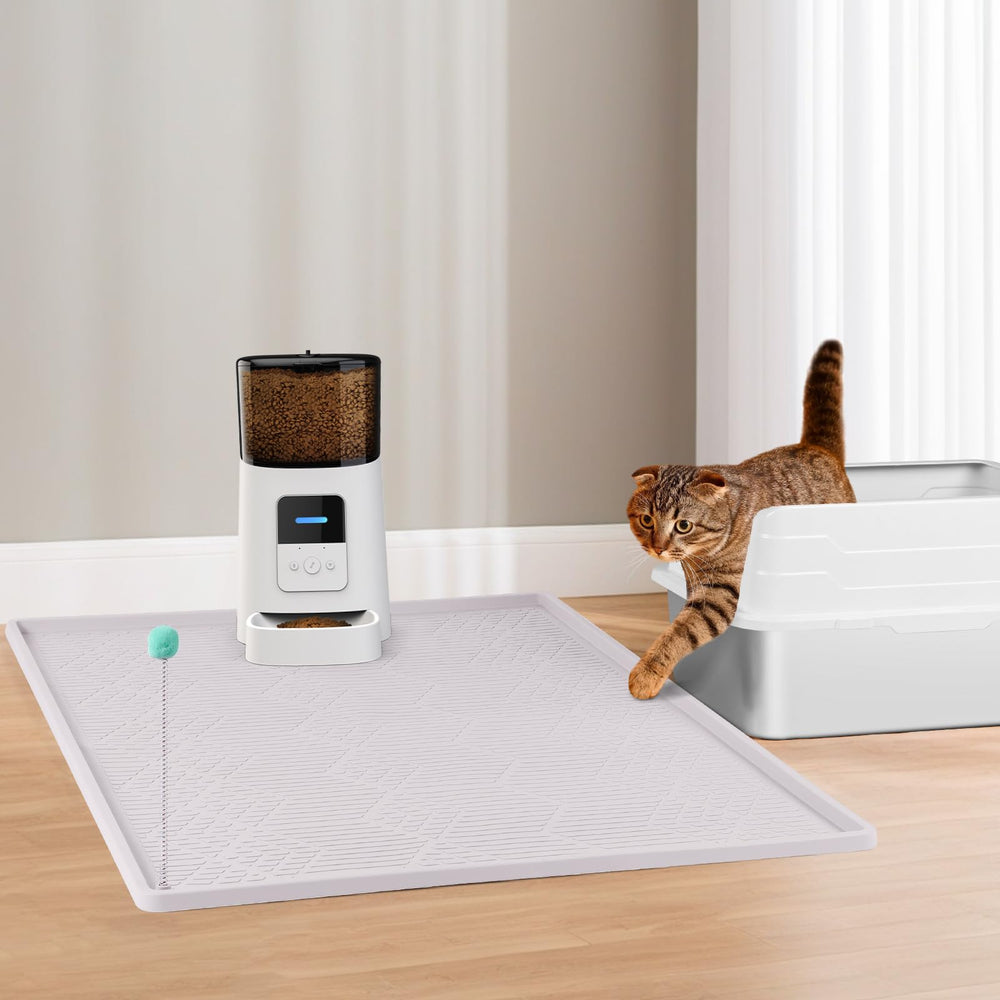 Bartuke mat with toy ball adds enrichment and contains mess