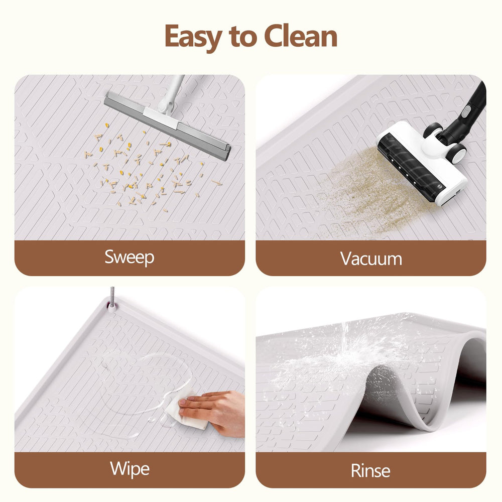 Bartuke mat placed under litter box prevents spills and tracks