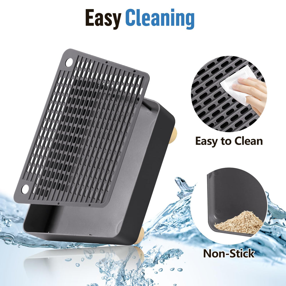 Bartuke dark grey ramp assembled on floor beside a cat, ready for use