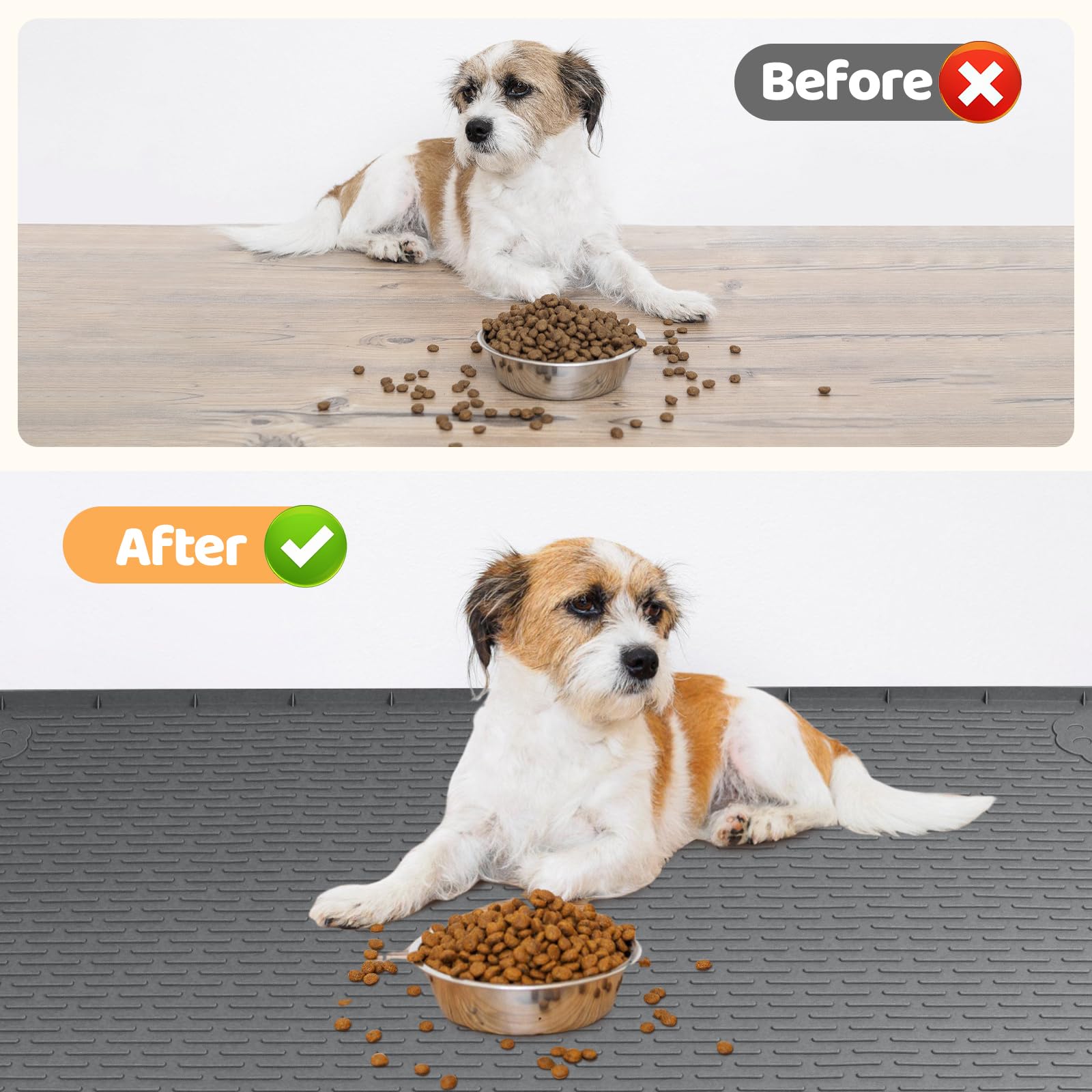 Bartuke dog food mat easy clean roll-up design for storage.