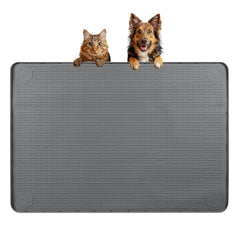 Bartuke extralarge 34x22 dog food mat with raised edge protects floors during meals.