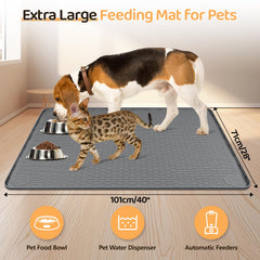 Bartuke dog food mat raised edge captures spills, keeping floors clean.
