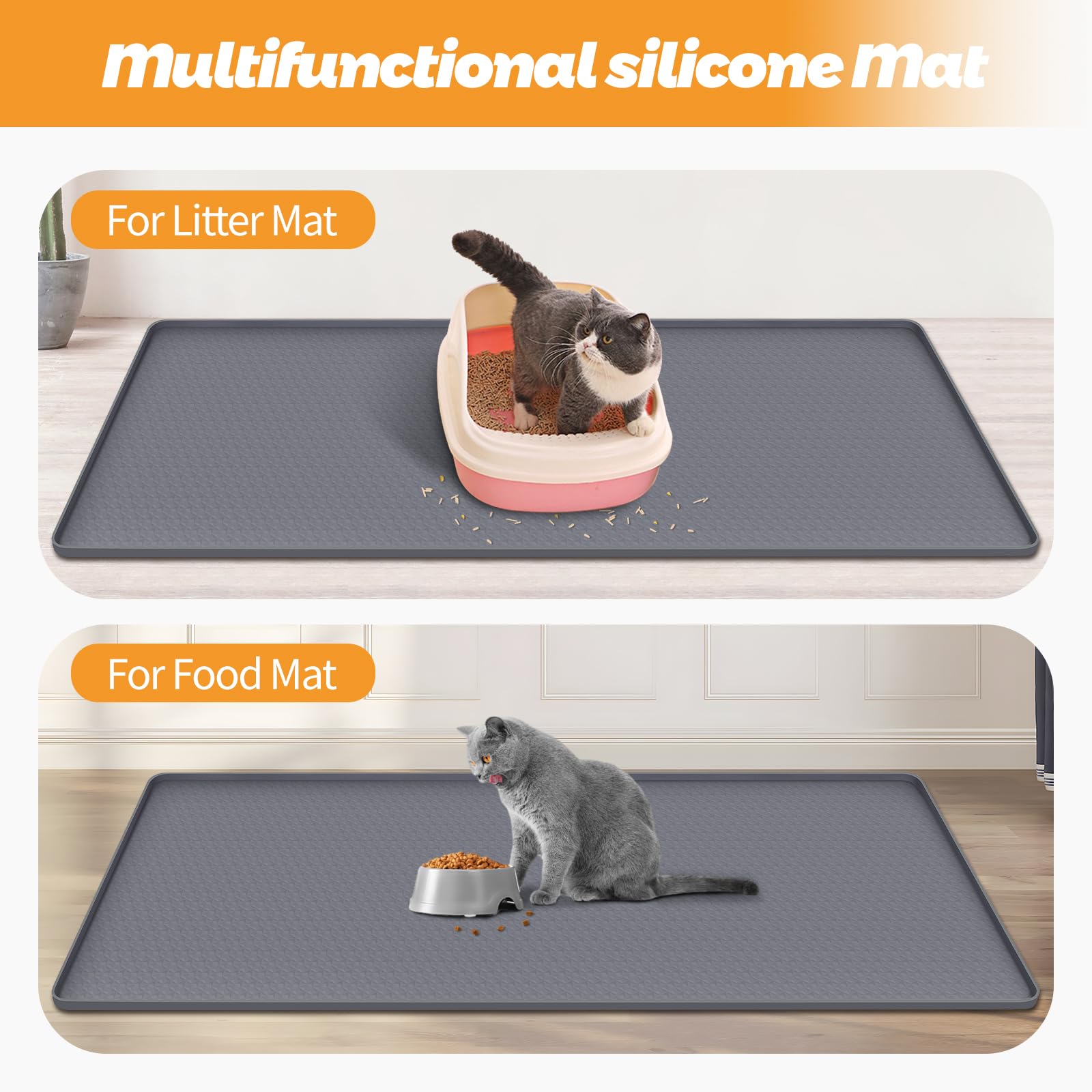 Bartuke durable silicone mat in dark grey stays flat.