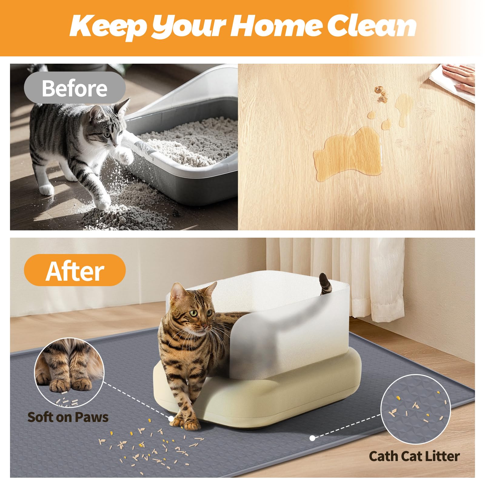 Bartuke easy-clean litter mat rinses quickly for maintenance.