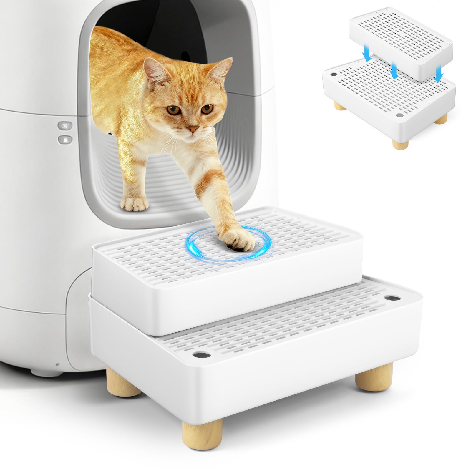 Bartuke extra large cat litter box step ramp provides easy access for kittens and seniors