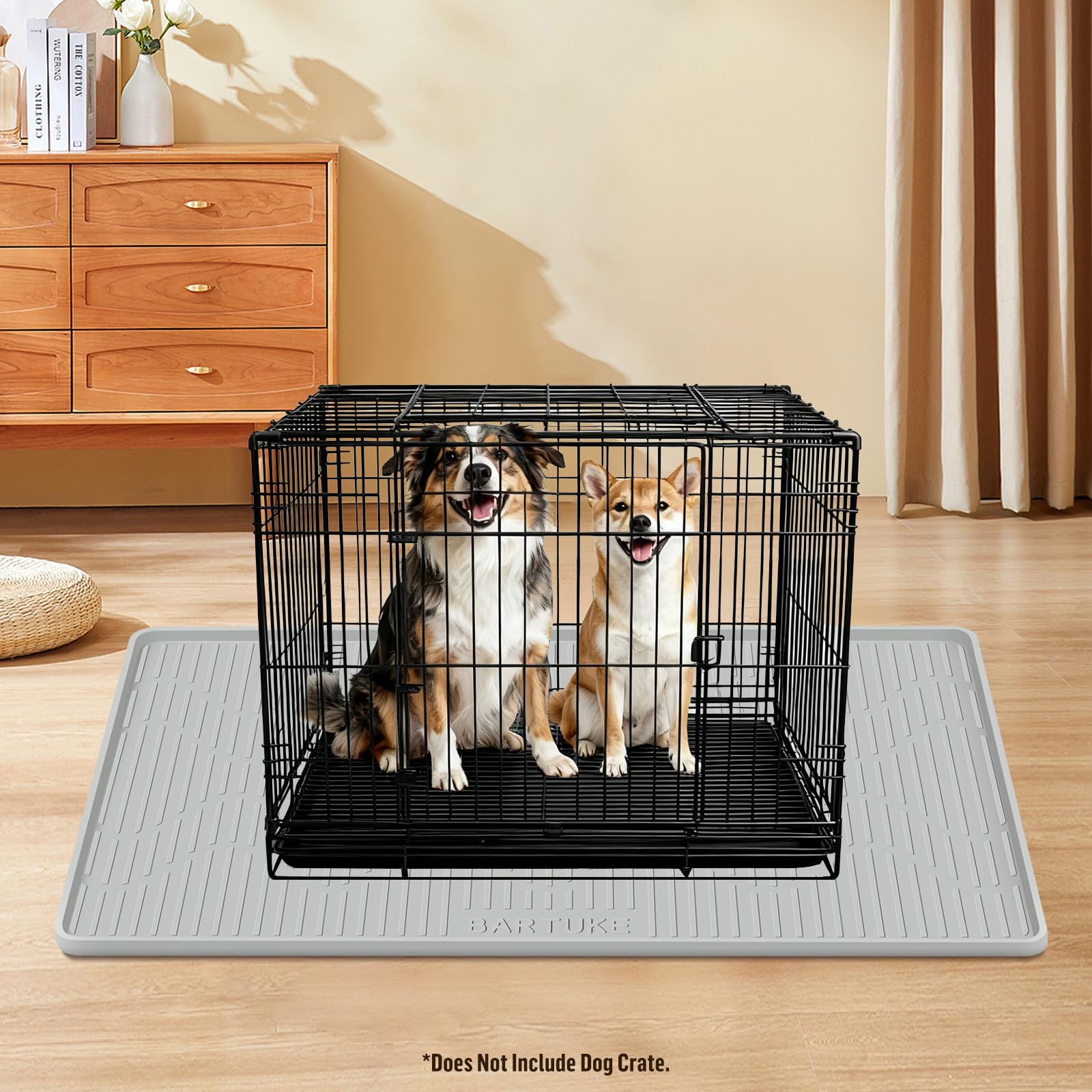 Bartuke gray silicone crate pad offers waterproof surface and easy cleanup.