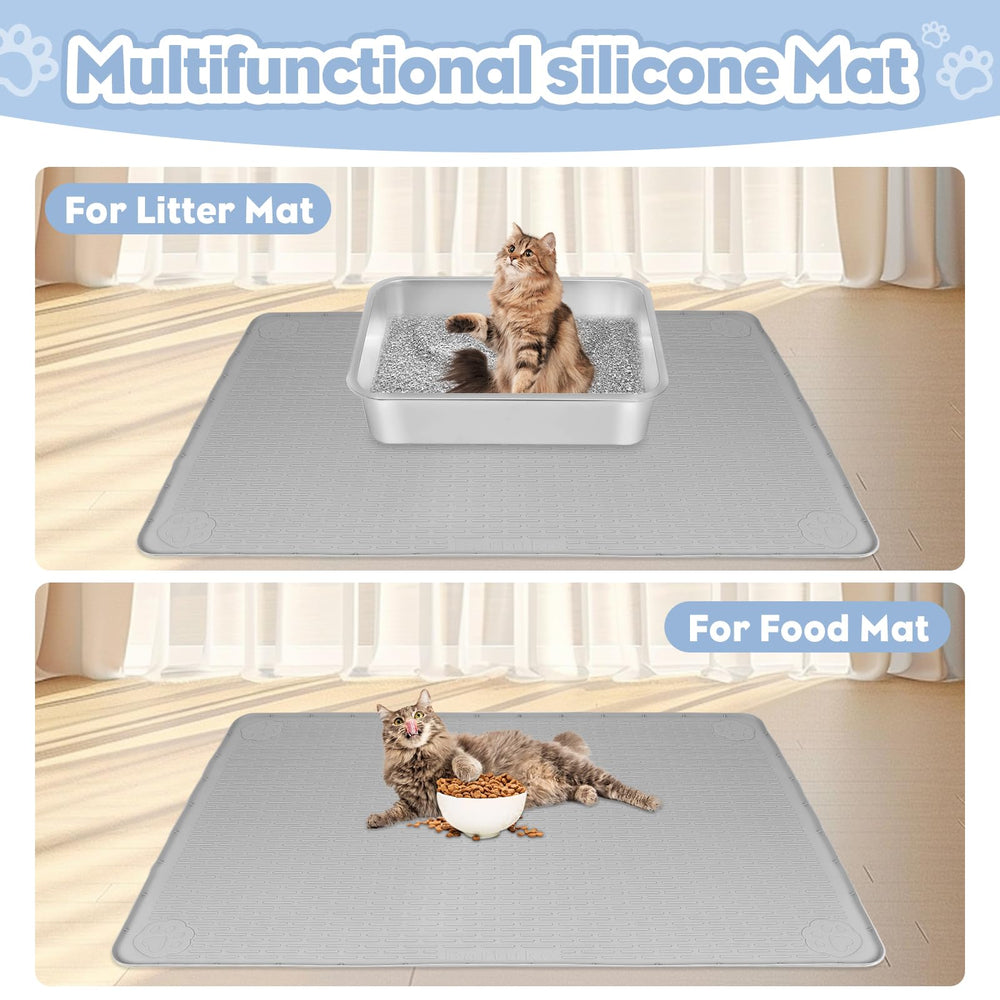 Bartuke large gray mat fits various litter box setups.