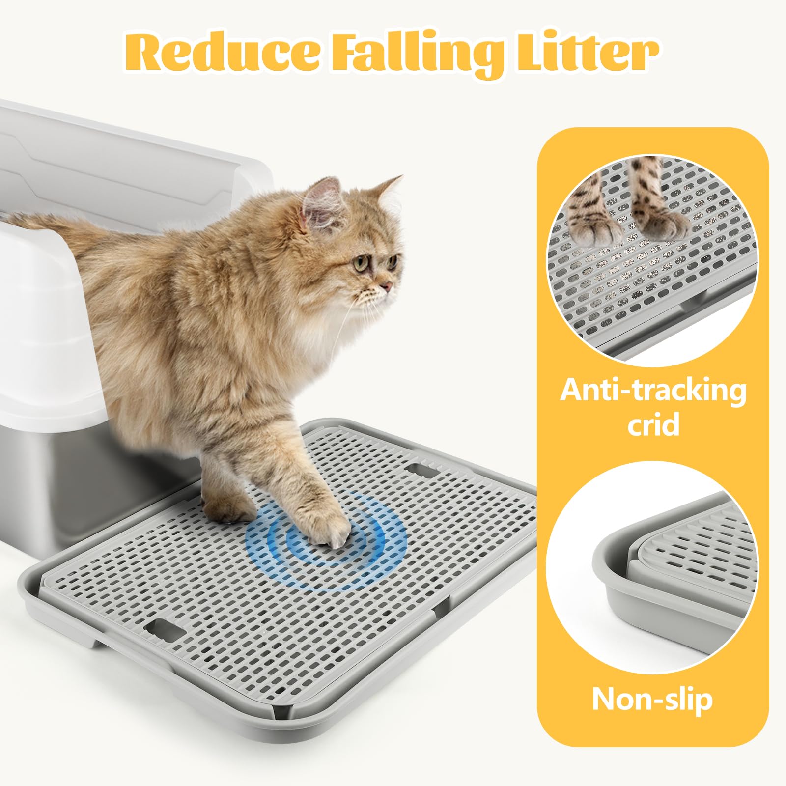 Bartuke litter box step fits most boxes for easy access and clean floors