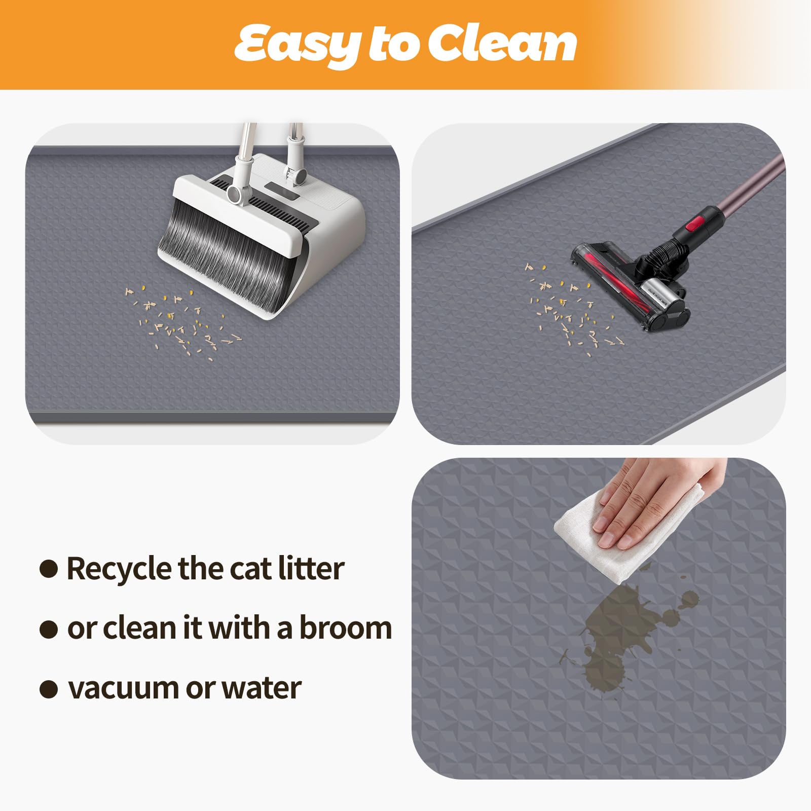 Bartuke mat under bowls catches spills and debris.