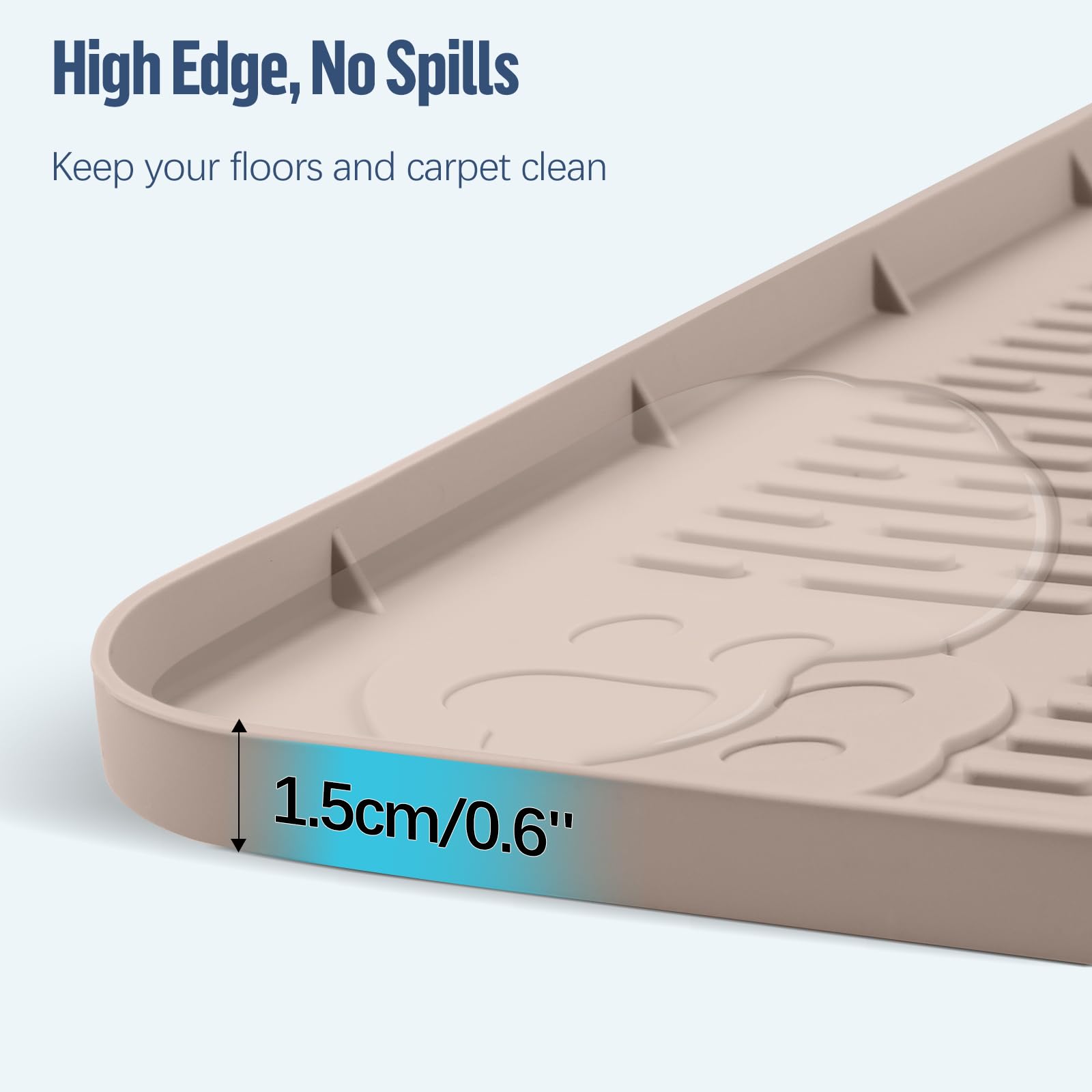 Bartuke non-slip silicone base grips hardwood, tile, carpet to prevent tray movement.