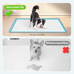Bartuke Pee Pad Holder raised edge contains leaks and splatters effectively.