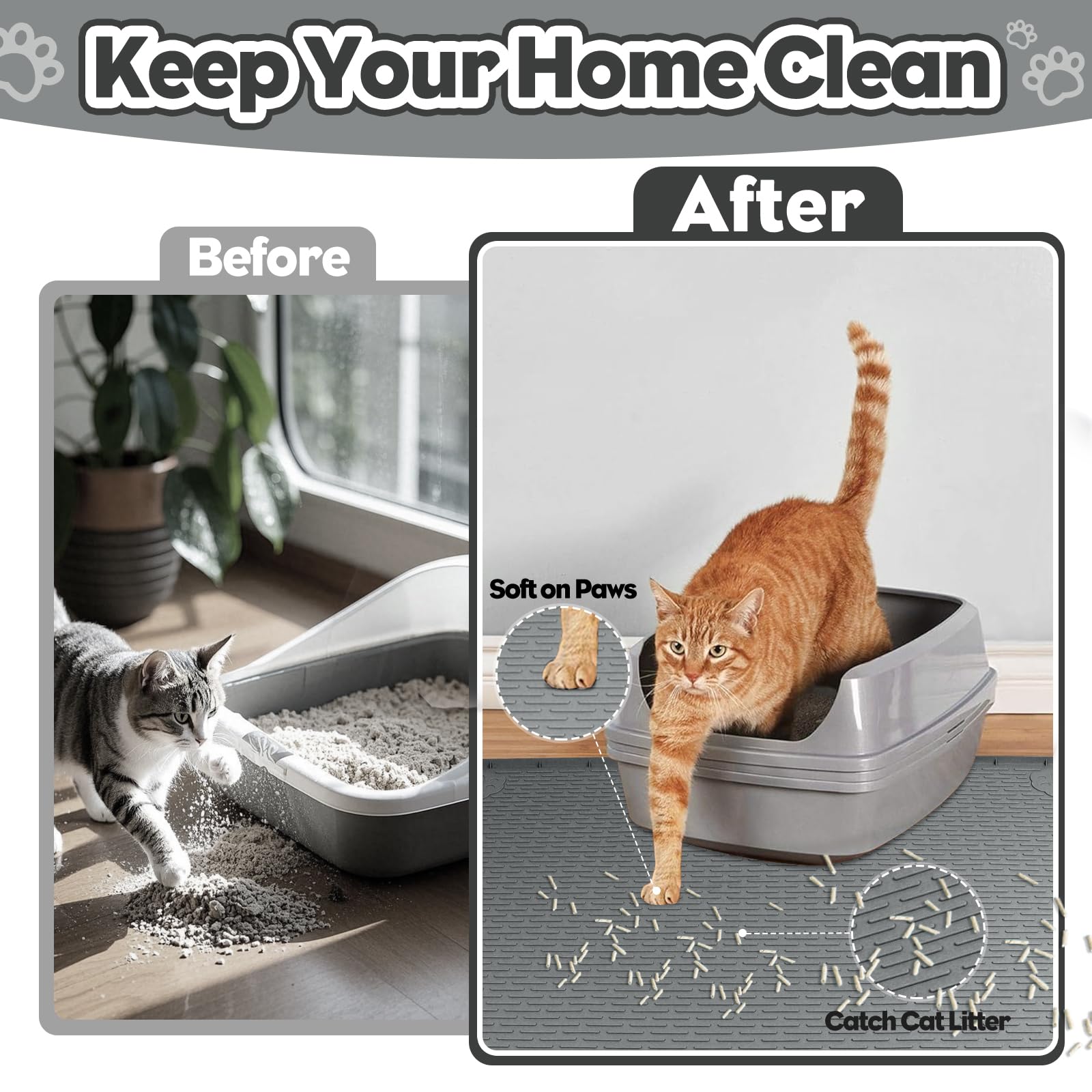 Bartuke textured surface captures litter and reduces floor scatter.