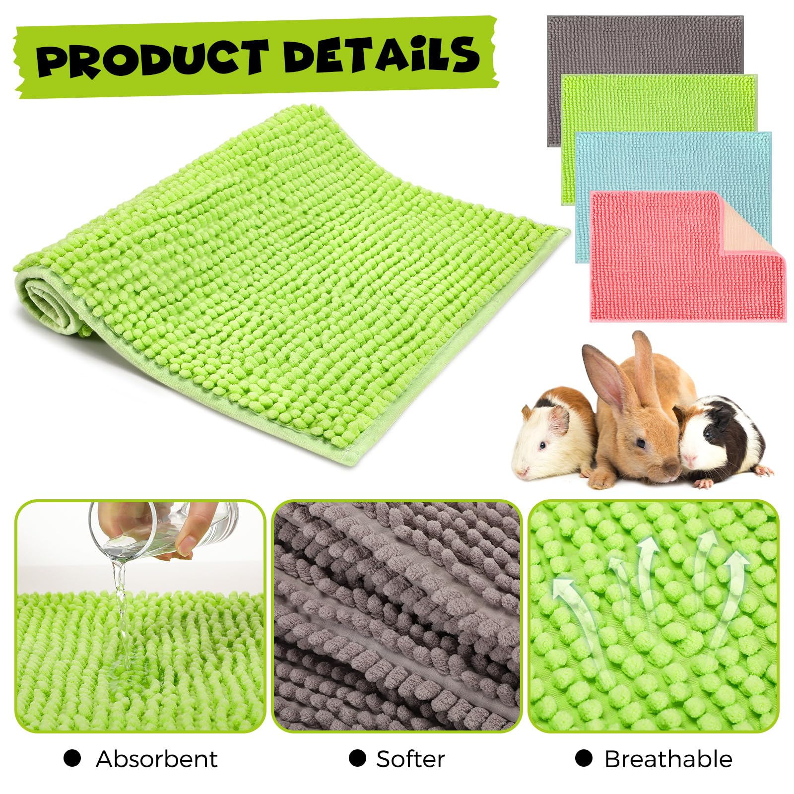 Barydat 8pc guinea pig cage liner pink pack highlights soft microfiber-chenille comfort
