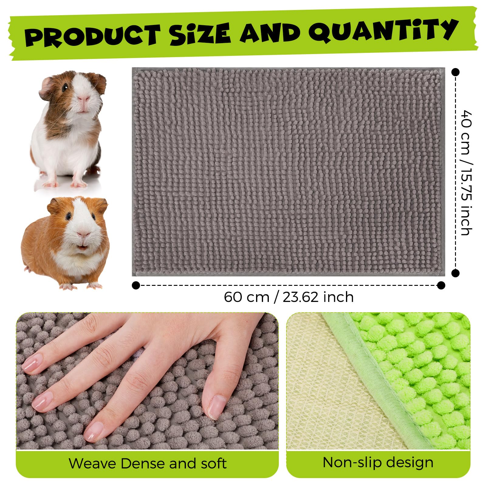 Barydat guinea pig cage liner green 24x16 keeps cage clean.