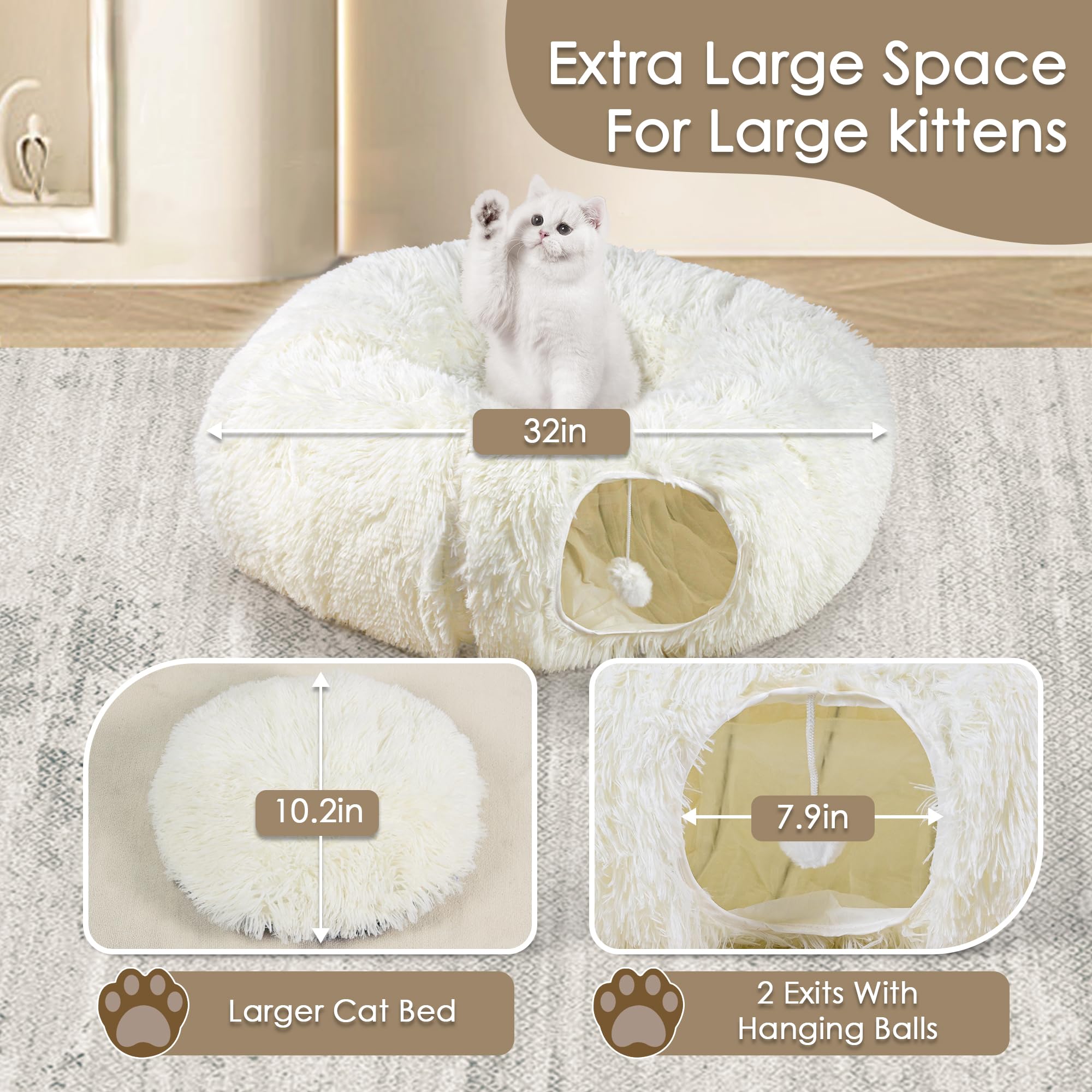 Baseola Cat Tunnel Bed interior donut provides cozy hideaway for restful naps.