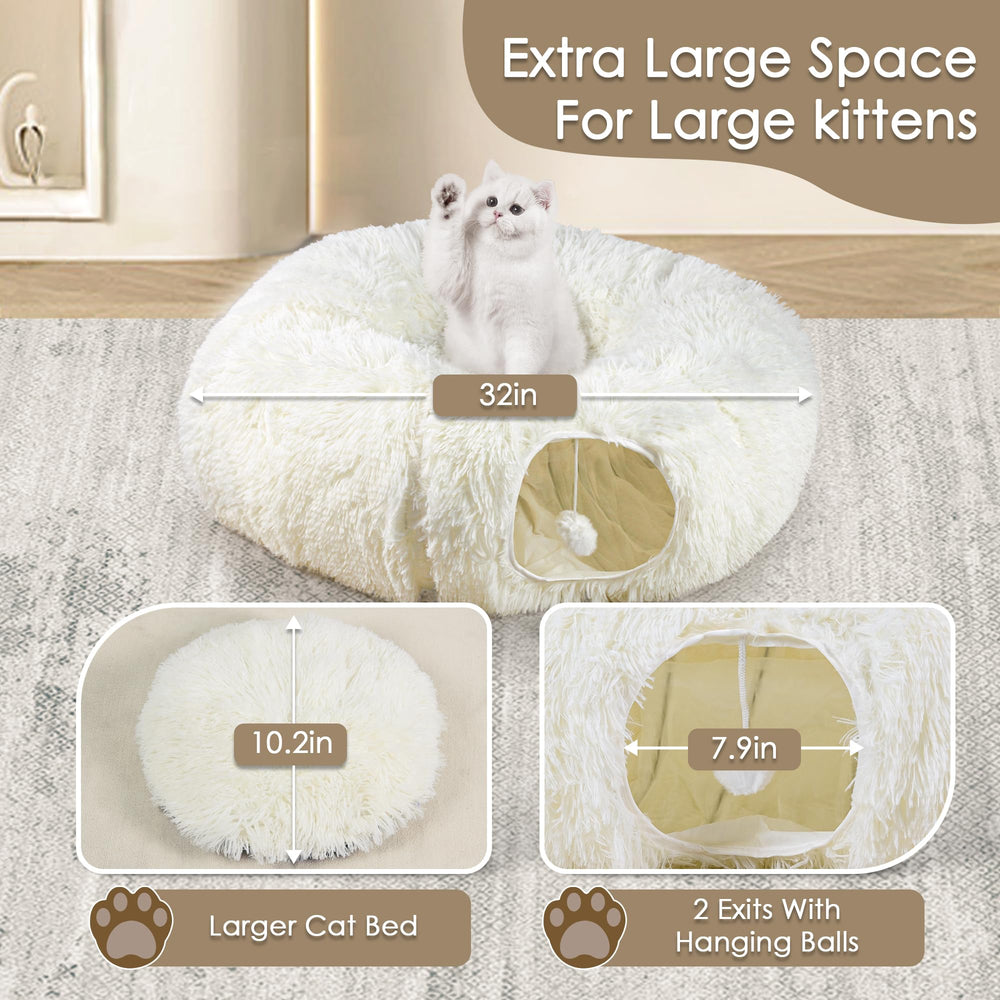 Baseola Cat Tunnel Bed interior donut provides cozy hideaway for restful naps.